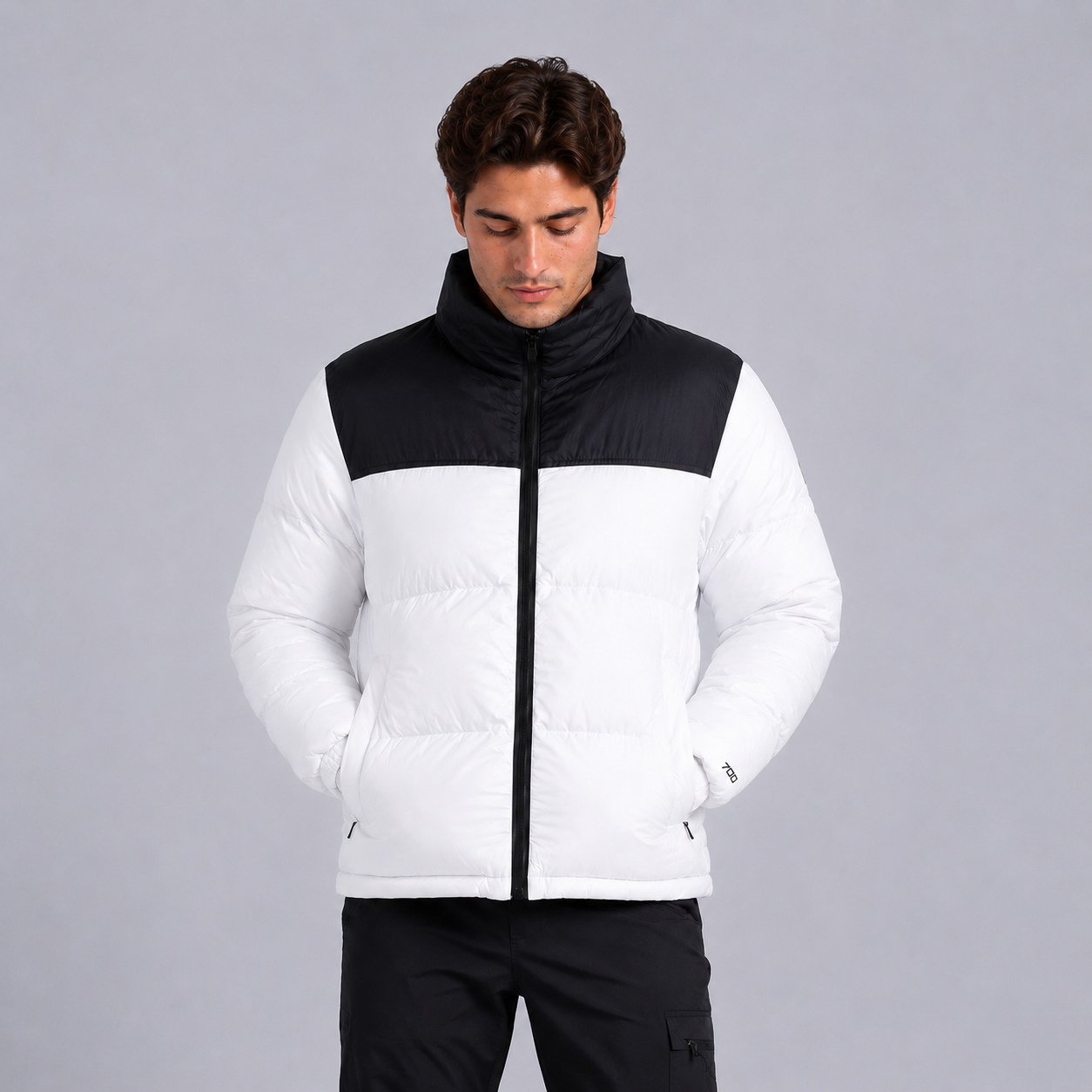 Casaca Puffer Hombre B605 Térmica Acolchada Blanco