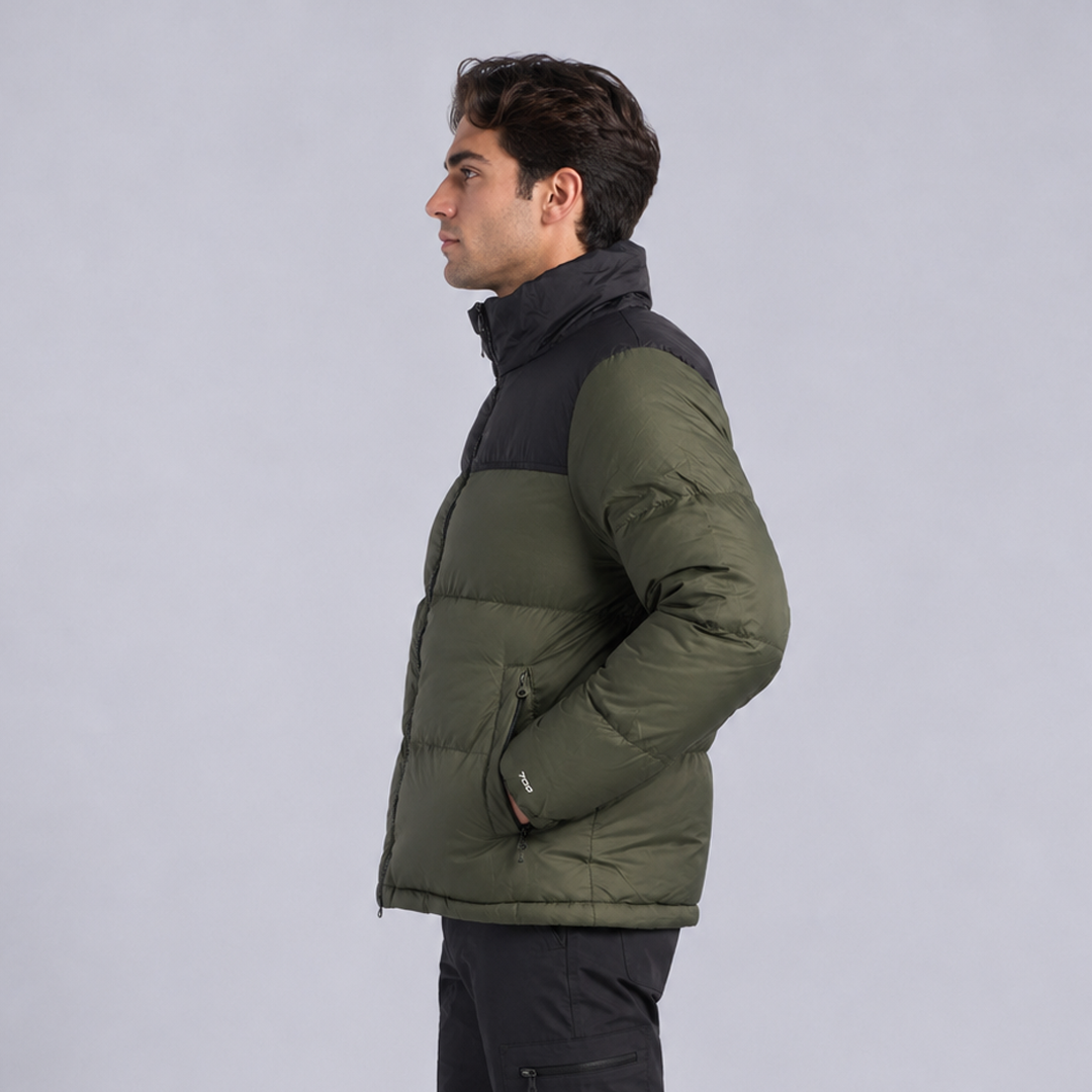 Casaca Puffer Hombre B605 Térmica Acolchada Verde Militar