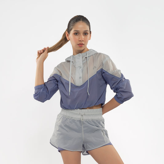 Casaca y Short Deportivo Morado / Gris Mujer Walking MFS24321