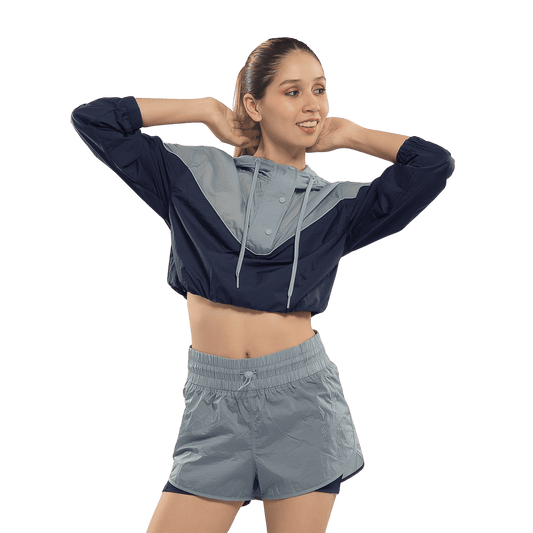 Casaca y Short Deportivo Azul / Gris Mujer Walking MFS24321