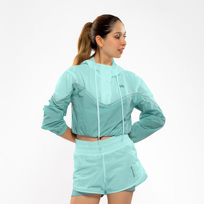 Casaca y Short Deportivo Mujer Verde Jade Walking MFS24321
