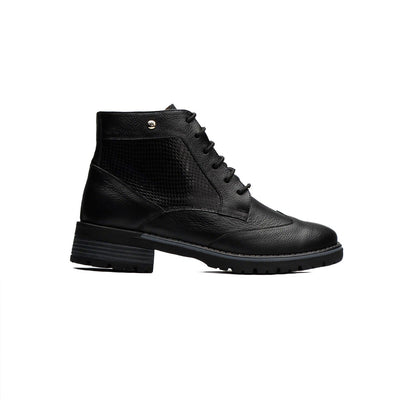 Botín de Cuero Negro Mujer KB018