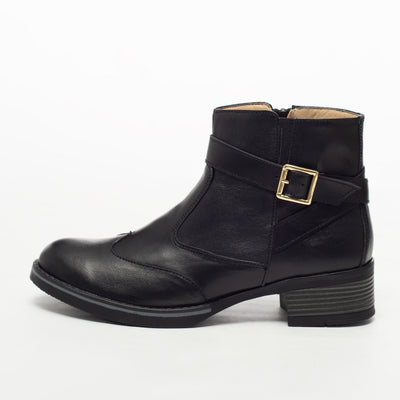 Botín de Cuero Negro Mujer KB-004