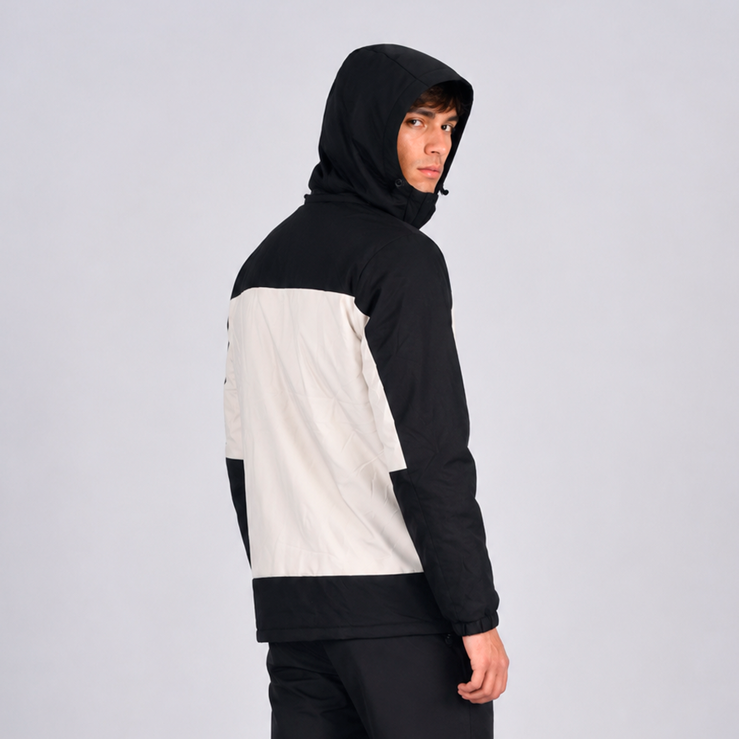 Casaca Impermeable con Capucha para Hombre Belinda F9901 - Beige/Negro