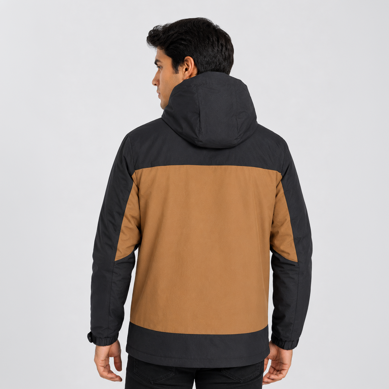 Casaca Impermeable con Capucha para Hombre Belinda F9901 - Camel/Negro - WALKING