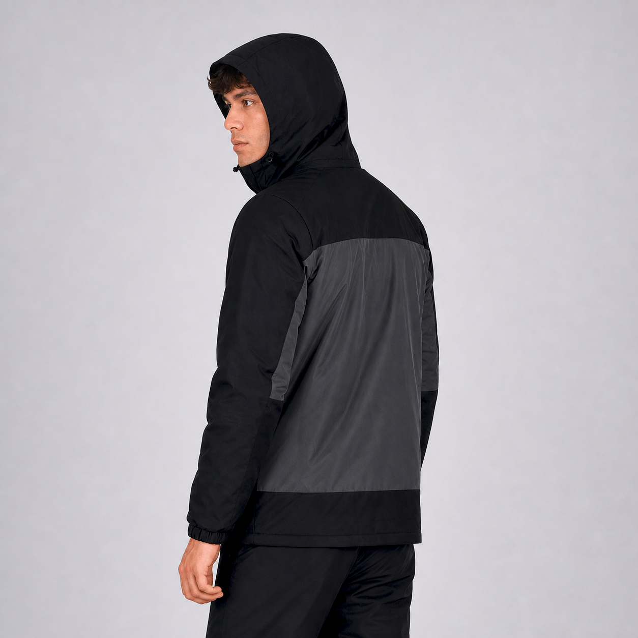 Casaca Impermeable con Capucha para Hombre Belinda F9901 - Gris Militar/Negro - WALKING