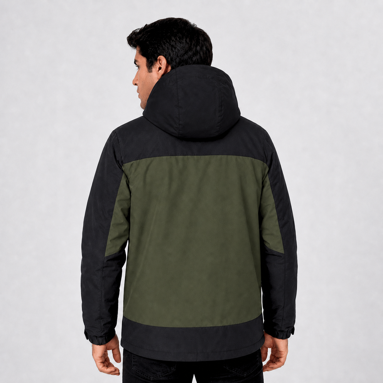 Casaca Impermeable con Capucha para Hombre Belinda F9901 - Verde Militar/Negro - WALKING