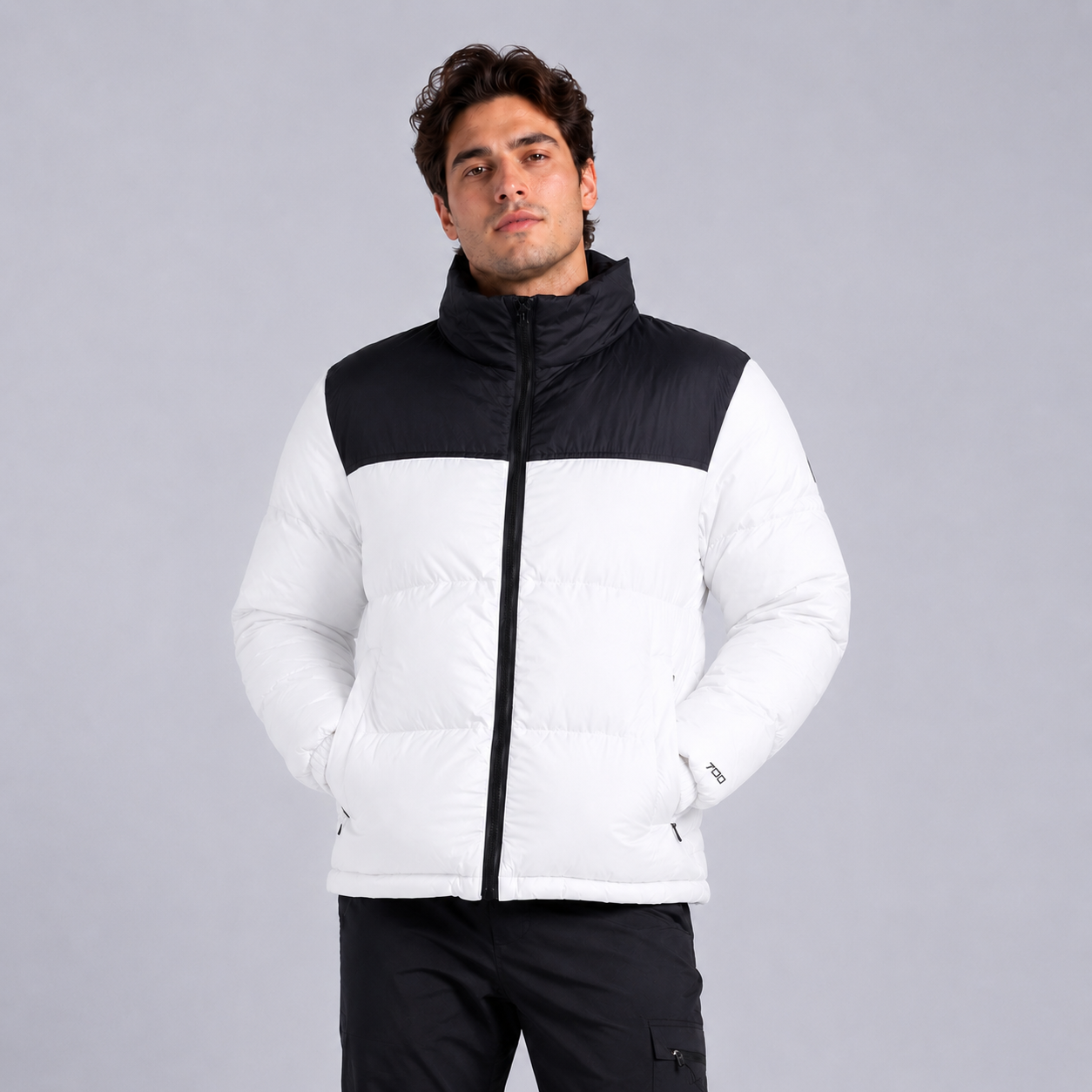 Casaca Puffer Hombre B605 Térmica Acolchada Blanco