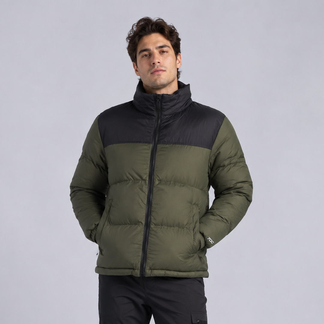 Casaca Puffer Hombre B605 Térmica Acolchada Verde Militar