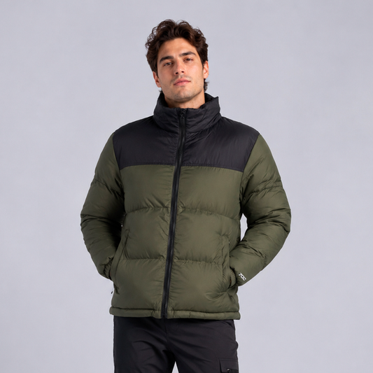 Casaca Puffer Hombre B605 Térmica Acolchada Verde Militar