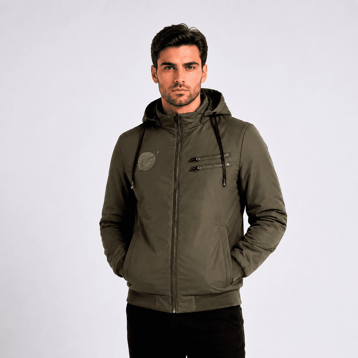 Casaca Reversible para Hombre F8052 Verde Militar/Negro
