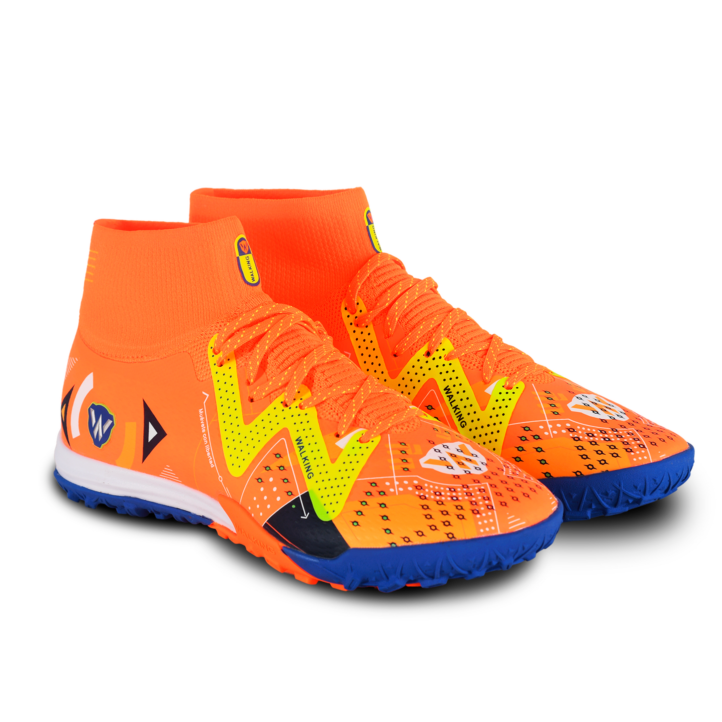 Chimpunes Walking Piso W112M4 Tipo Media Amarillo / Rojo – Zapatillas de Futsal y Losa