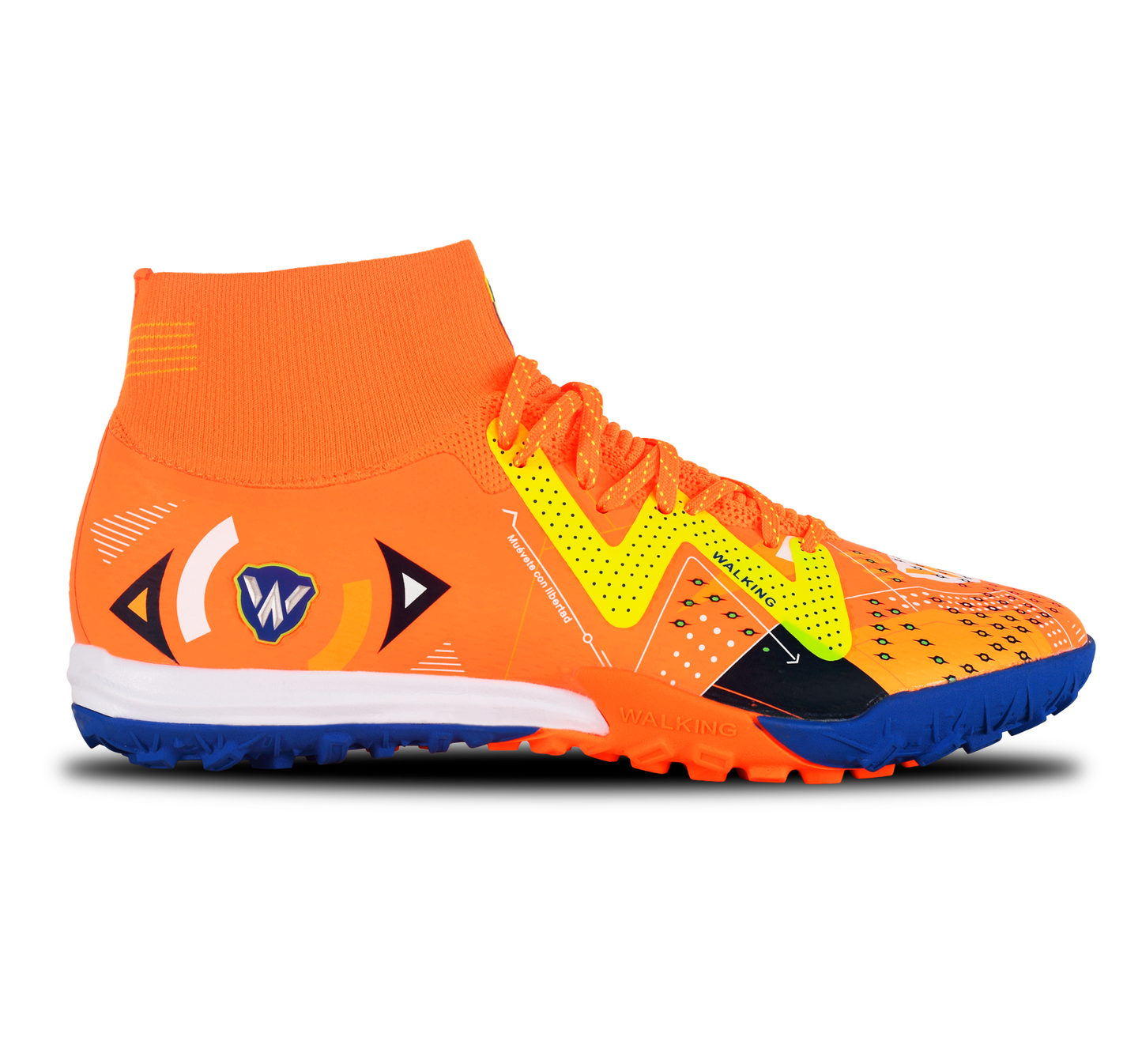 Chimpunes Walking Piso W112M4 Tipo Media Amarillo / Rojo – Zapatillas de Futsal y Losa